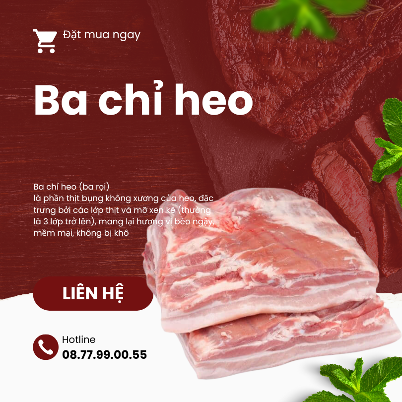 Ba Chỉ Heo Đông Lạnh Nhập Khẩu | Giá Sỉ Tốt Cho Nhà Hàng
