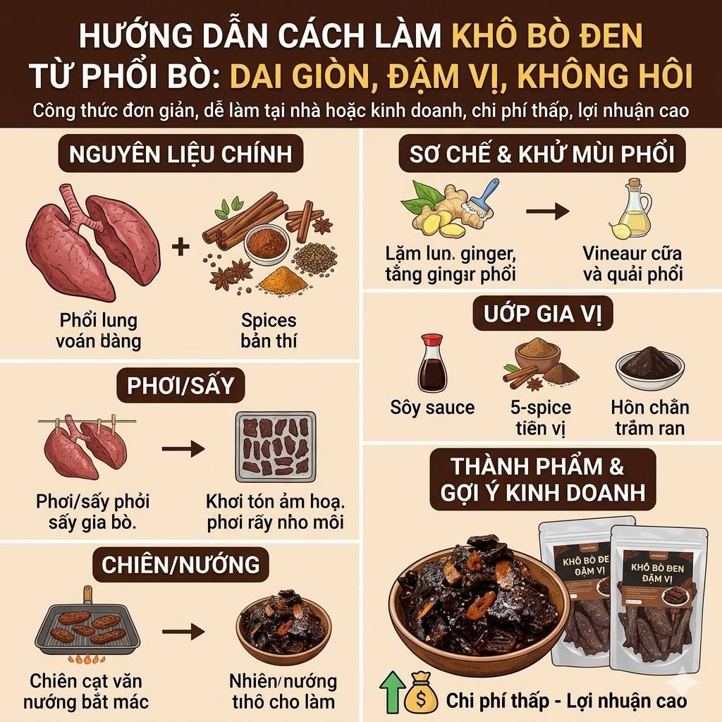 Cách Làm Khô Bò Đen Từ Phổi Bò | Công Thức Ngon, Dễ Làm Tại Nhà