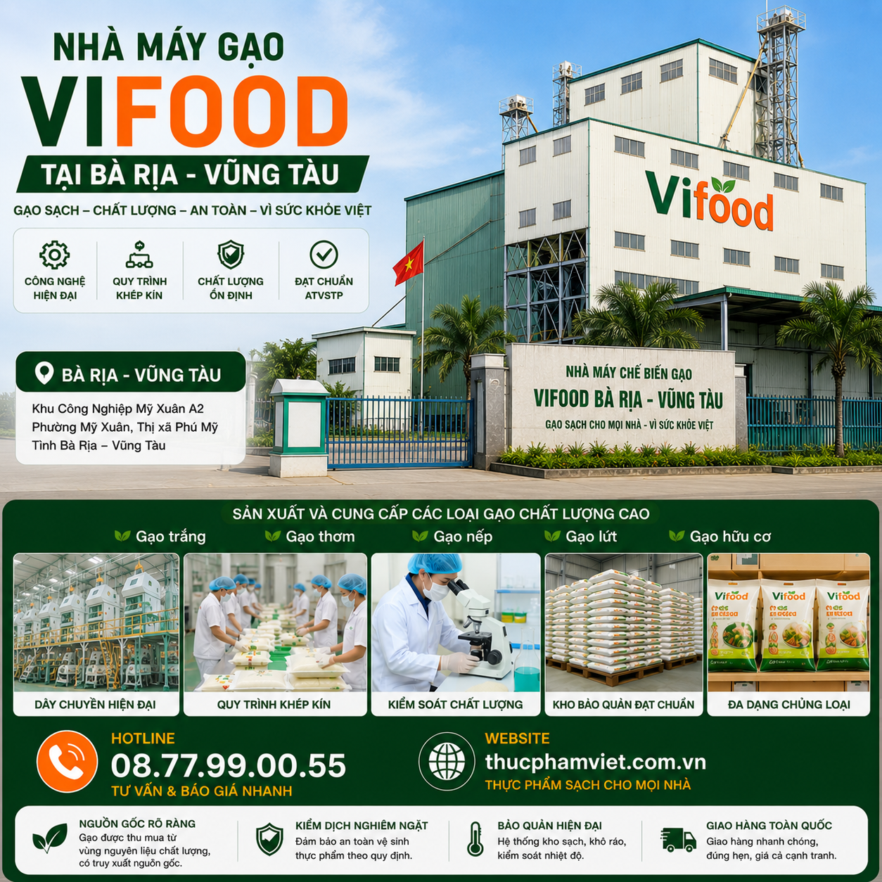 Nhà Máy Gạo VIFOOD Tại Bà Rịa - Vũng Tàu 🌾 Gạo Sạch – Giá Sỉ – Giao Nhanh
