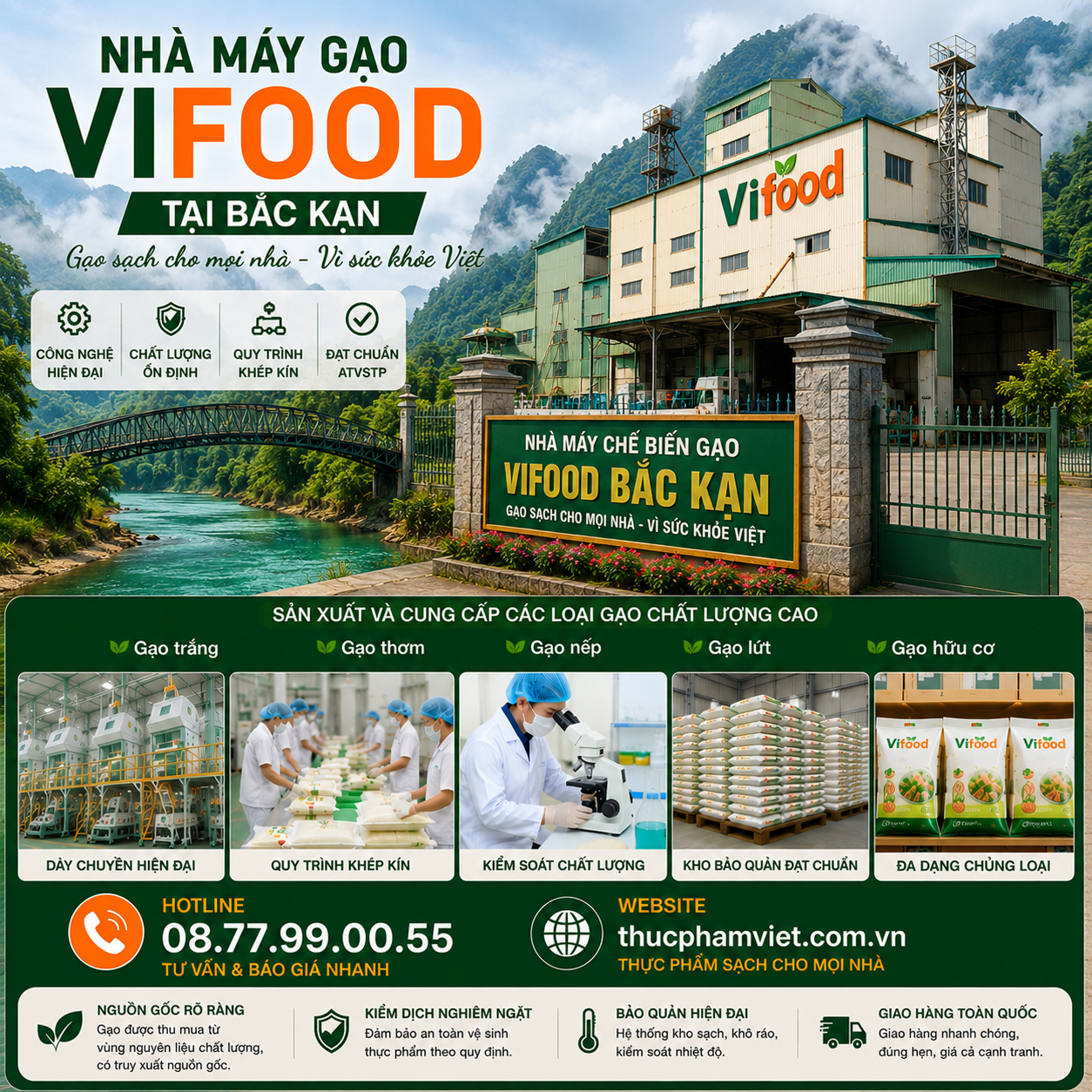 Nhà Máy Gạo VIFOOD Tại Bắc Kạn 🌾 Gạo Sạch – Giá Sỉ – Giao Nhanh