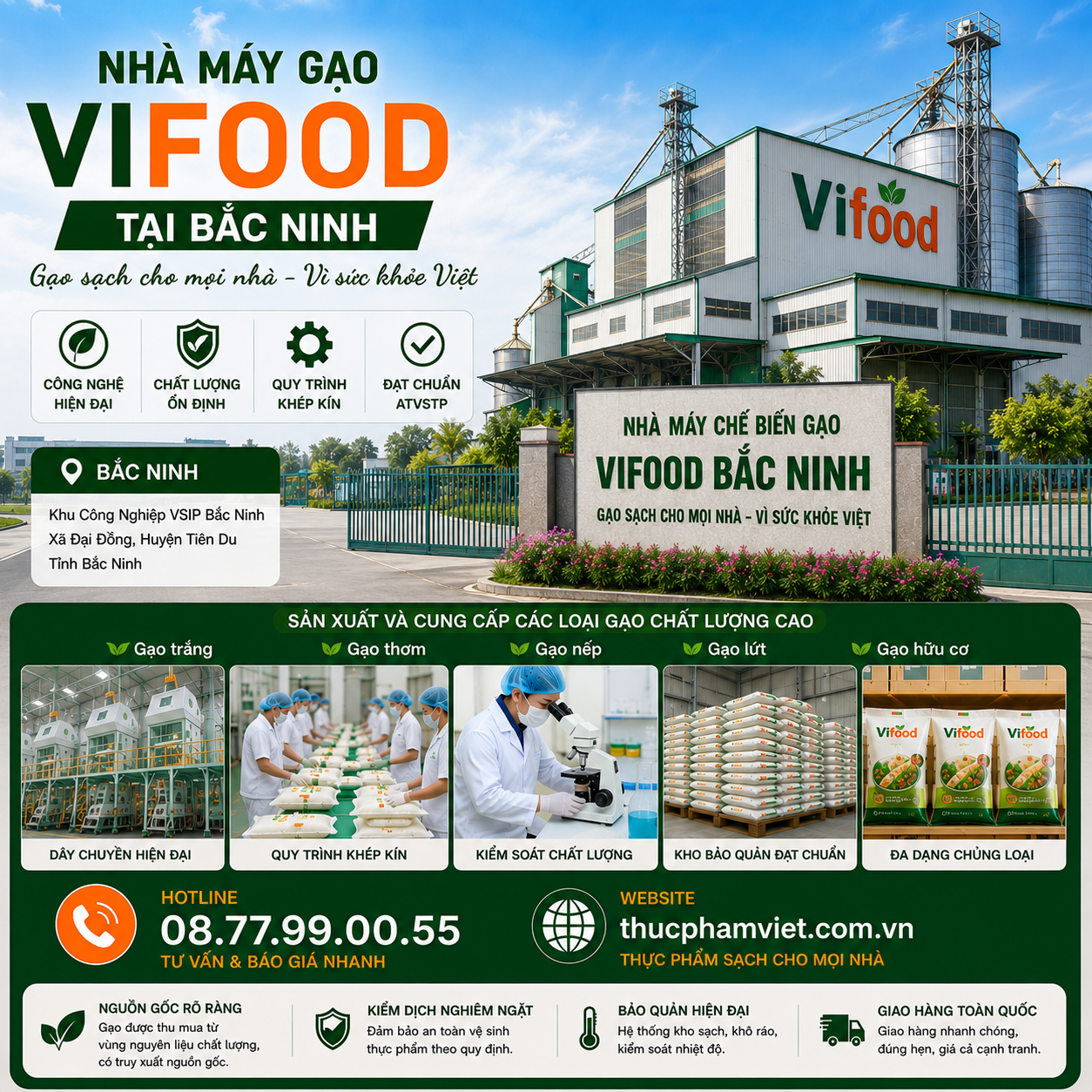 Nhà Máy Gạo VIFOOD Tại Bắc Ninh 🌾 Gạo Sạch – Giá Sỉ – Giao Nhanh