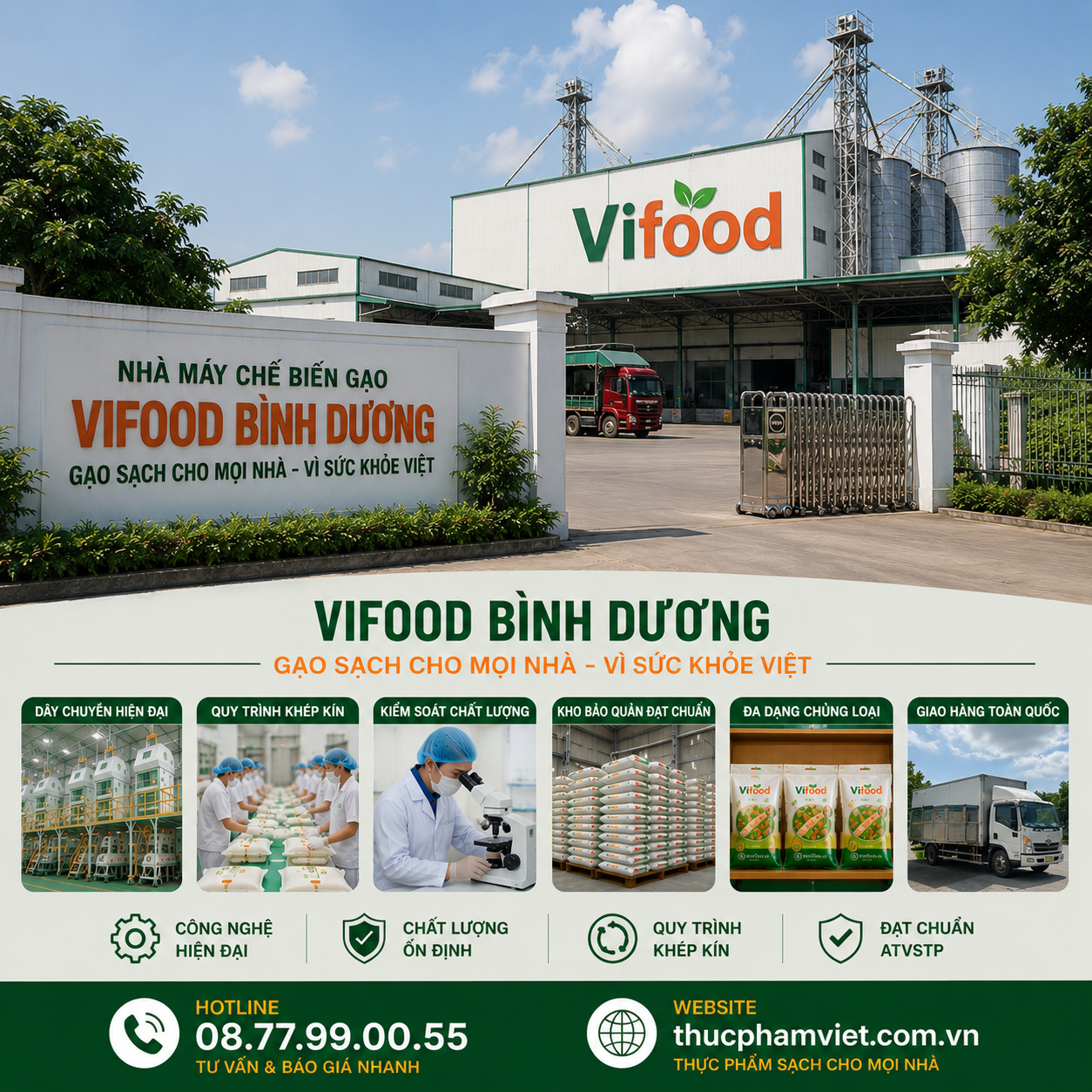 Nhà Máy Gạo VIFOOD Tại Bình Dương 🌾 Gạo Sạch – Giá Sỉ – Giao Nhanh