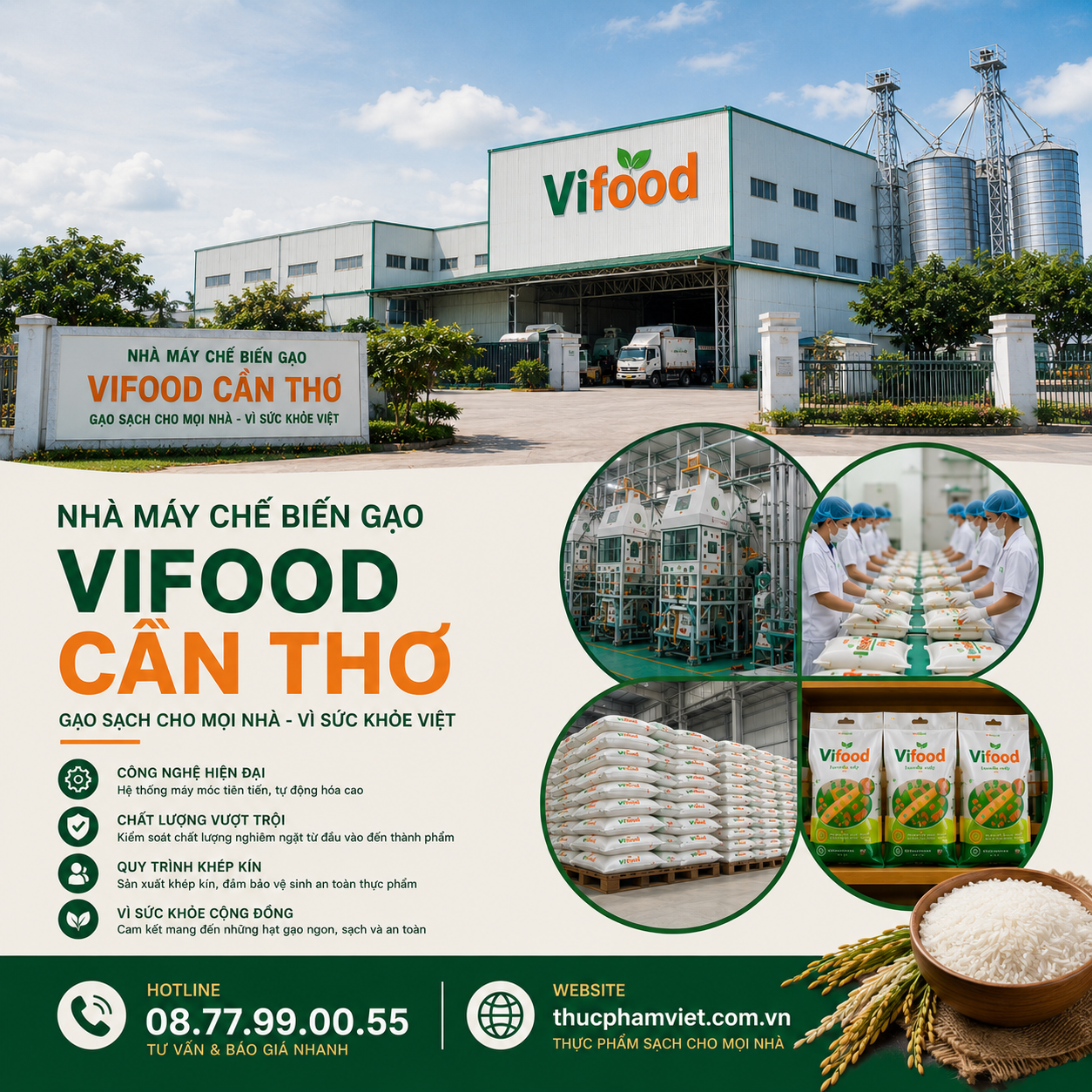 Kho Gạo VIFOOD Tại Cần Thơ 🌾 Gạo Thơm – Giá Tốt – Giao Nhanh