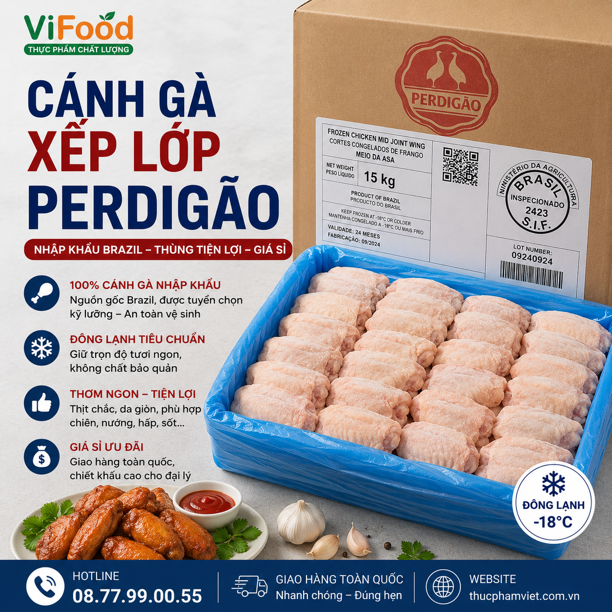 Cánh gà xếp lớp perdigao