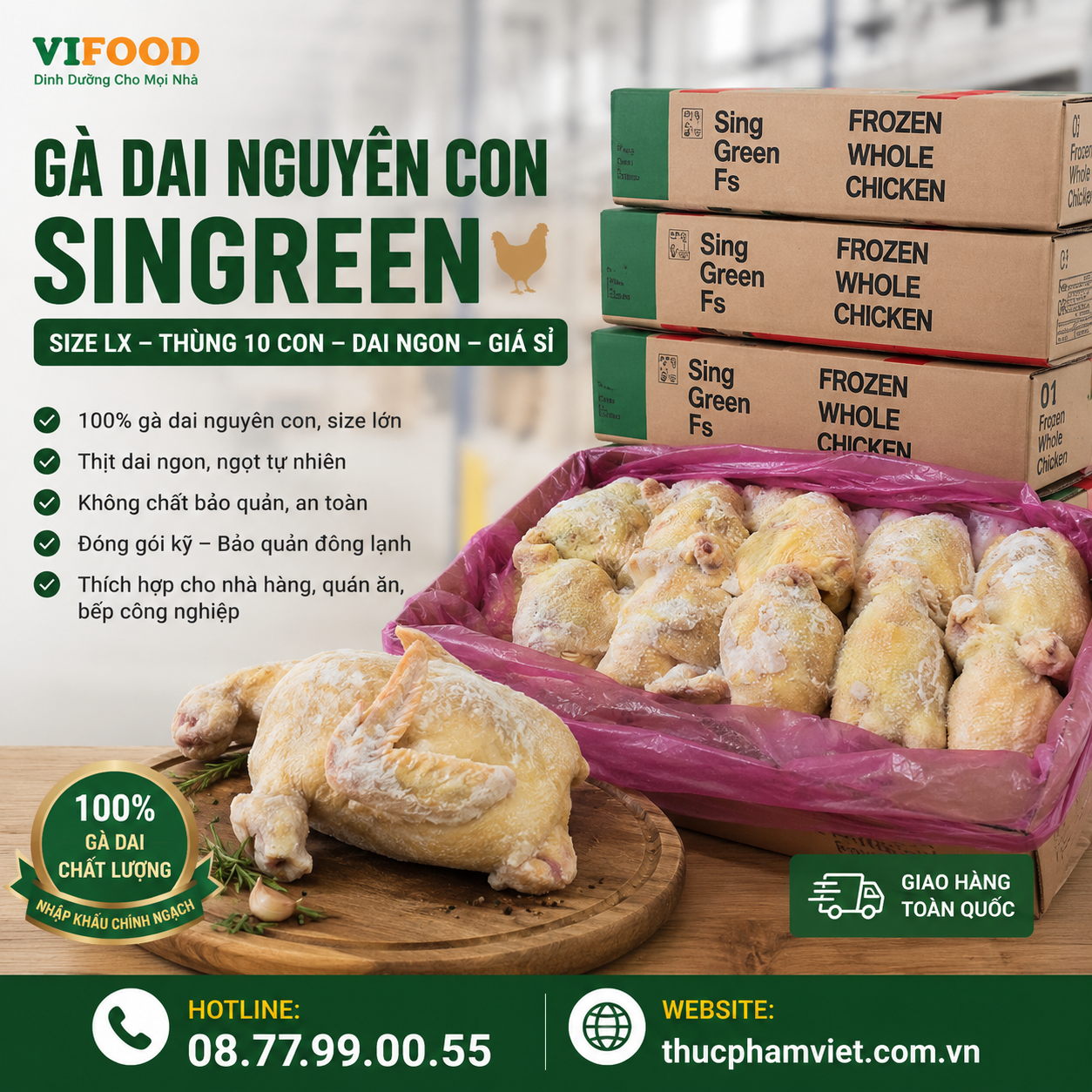 Gà Dai Nguyên Con Singreen Thùng 10 Con