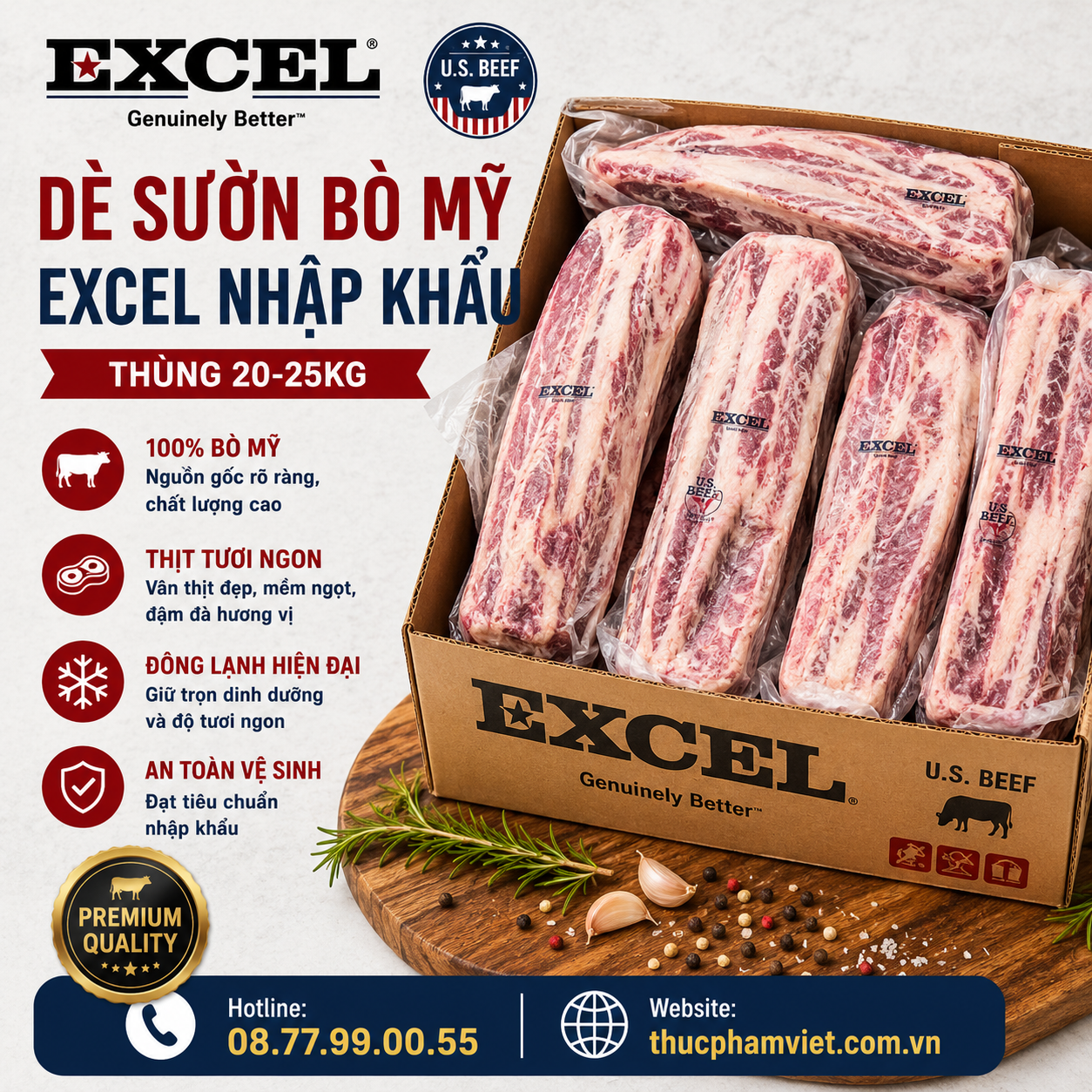 Dẻ Sườn Bò Mỹ Excel 🥩 Nhập Khẩu Chính Ngạch