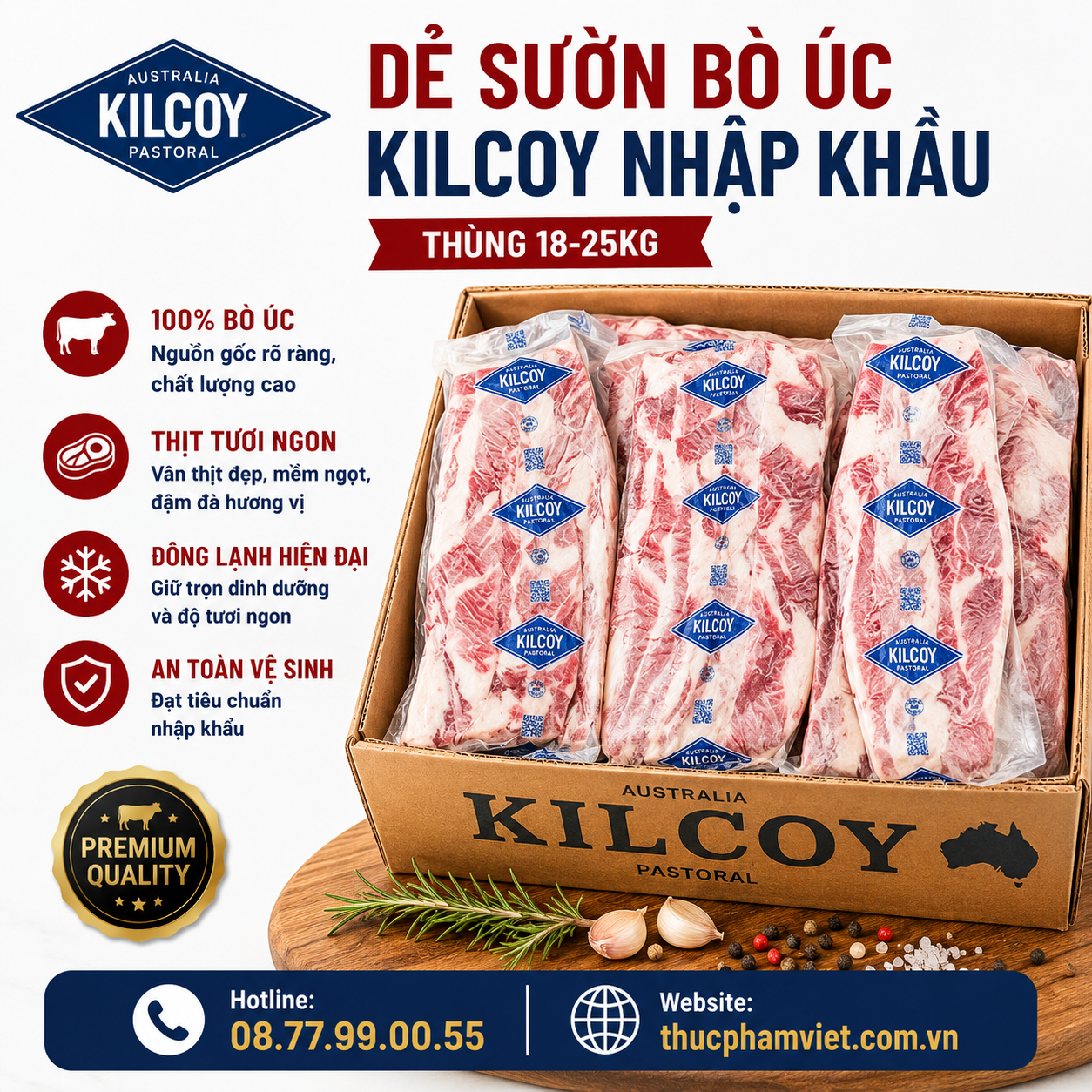Dẻ Sườn Bò Úc Kilcoy 🥩 Nhập Khẩu Chính Ngạch