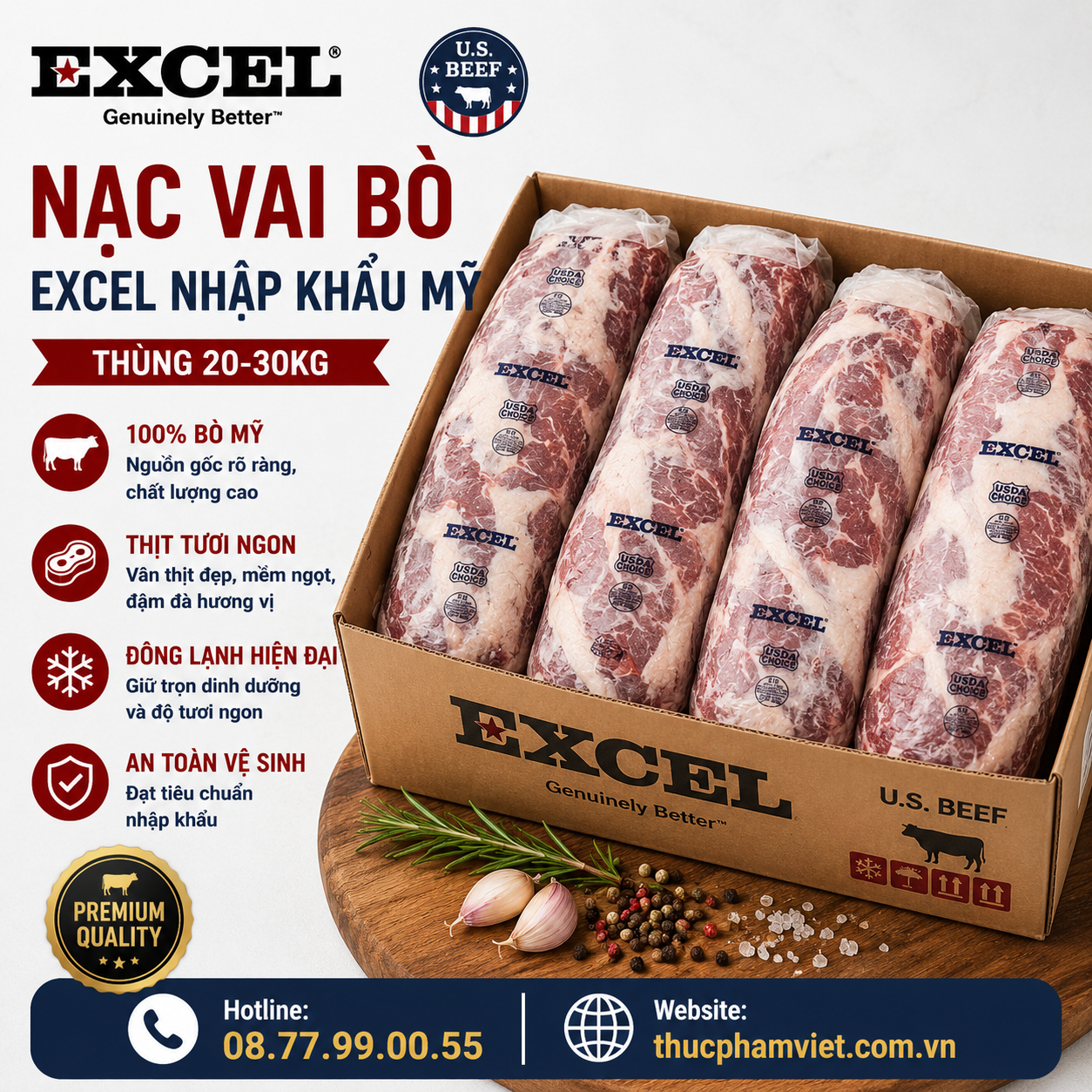 Nạc Vai Bò Excel Mỹ 🥩 Nhập Khẩu Chính Ngạch