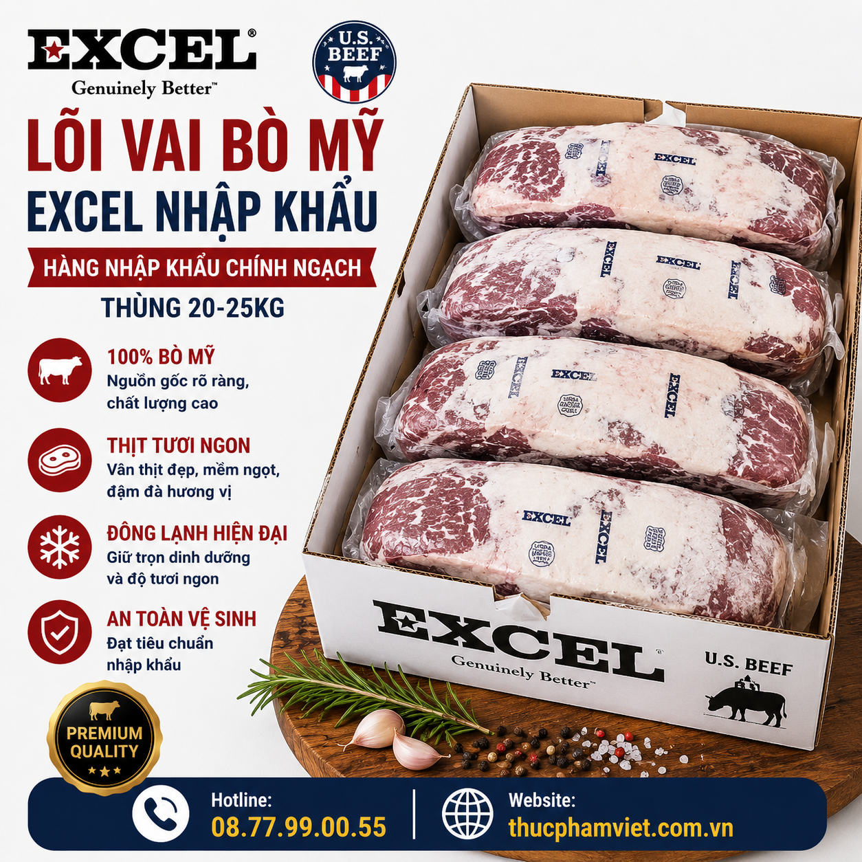 Lõi Vai Bò Mỹ Excel 🥩 Nhập Khẩu Chính Ngạch