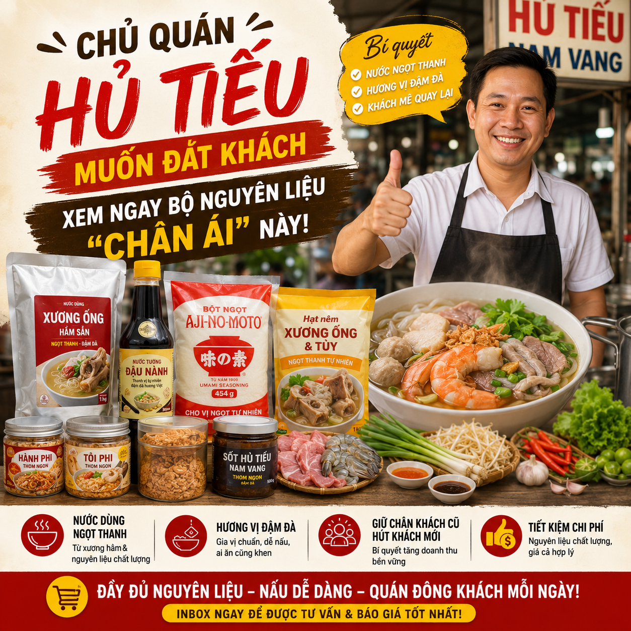 Chủ Quán Hủ Tiếu Muốn Đắt Khách? Khám Phá Ngay Bộ Nguyên Liệu "Chân Ái" Từ Thực Phẩm Cần Thơ